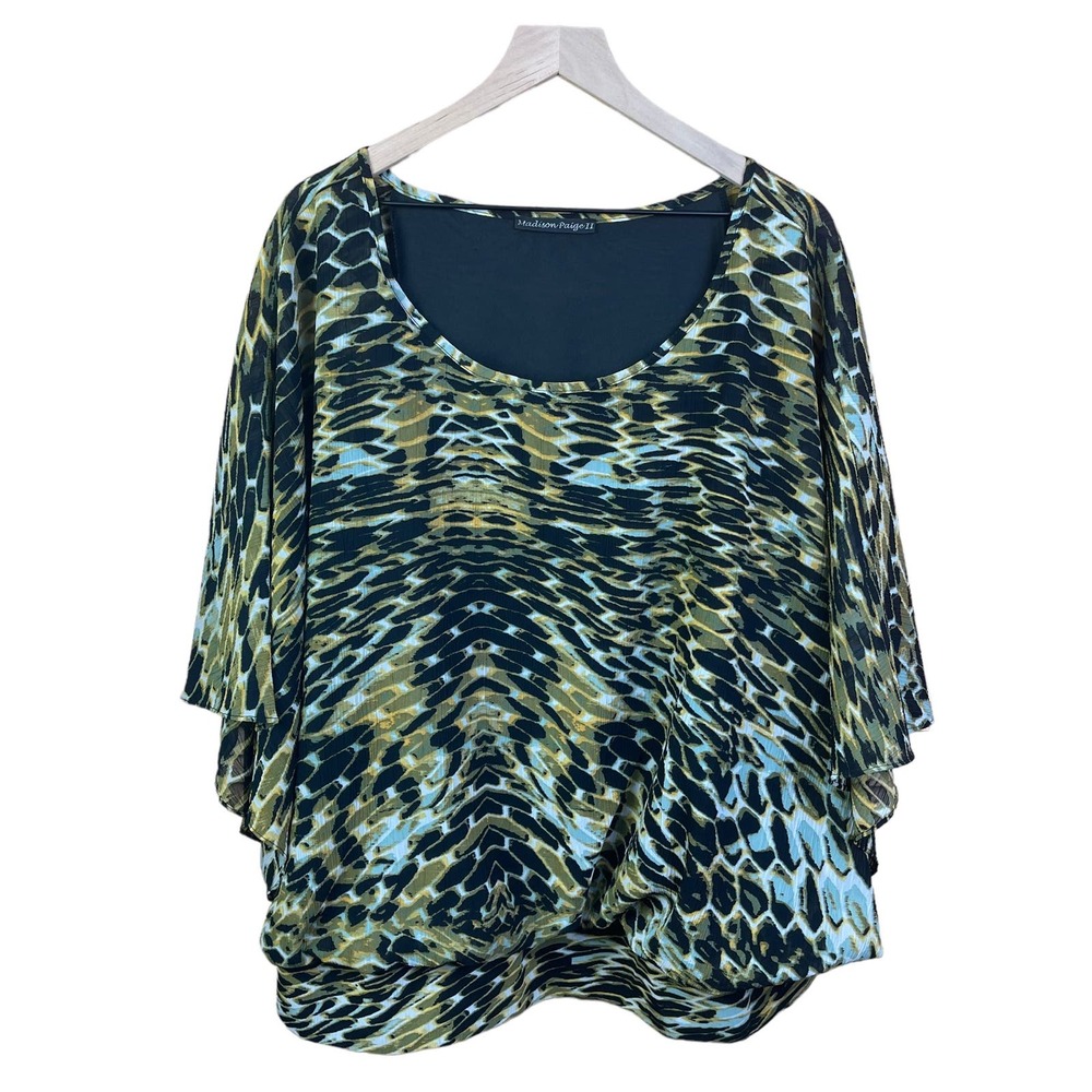 Madison Paige II Women‎ 3X Tunic Top Blouse Pullover Wing Sleeve Loose Fit